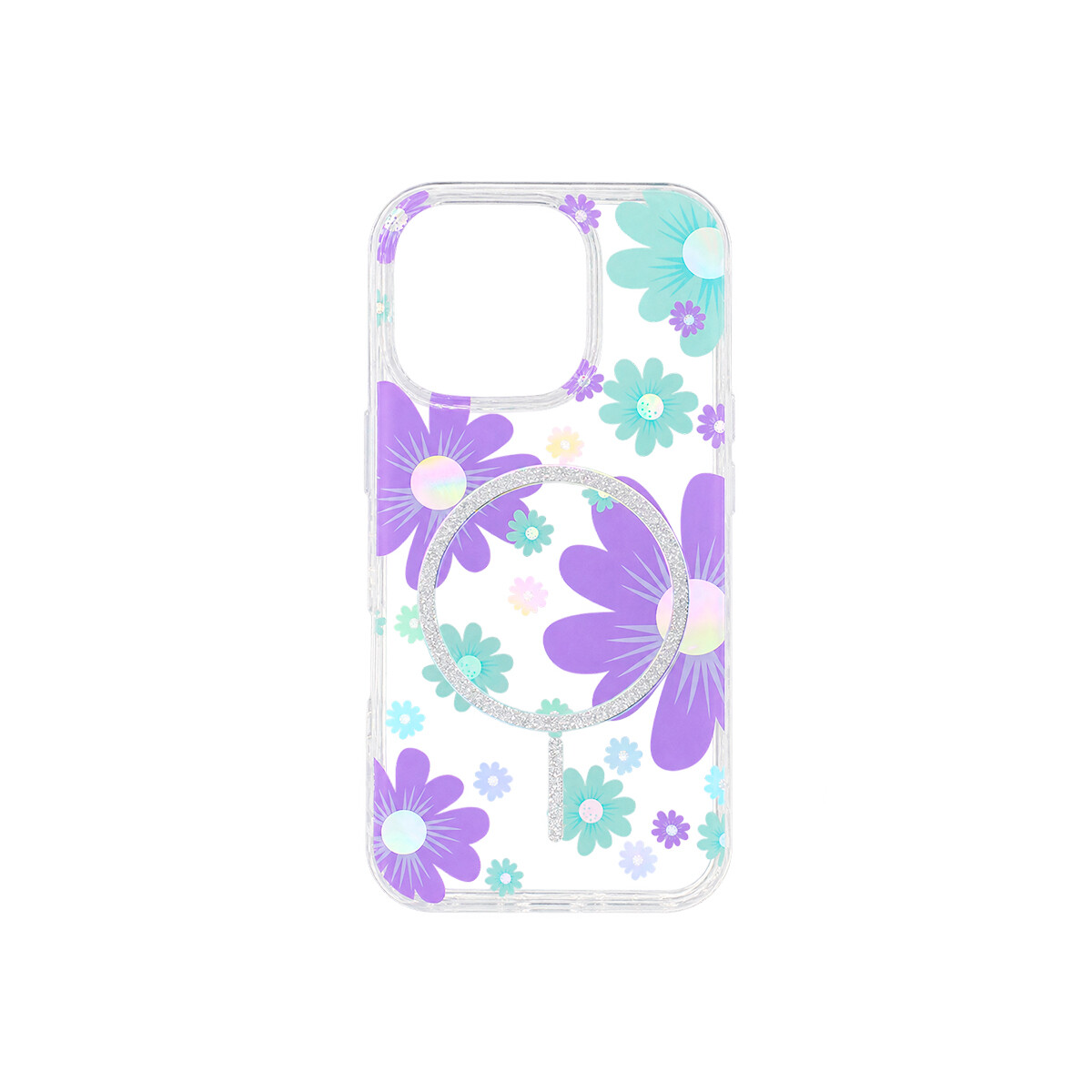 Protector para iPhone 16 Pro diseño de flores color violeta 