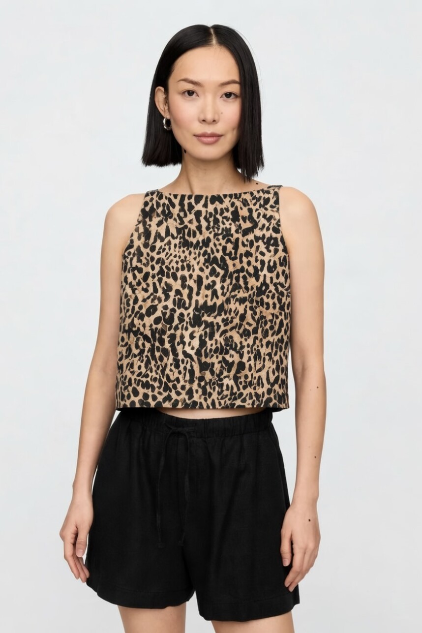Musculosa De Lino Mujer Leopard