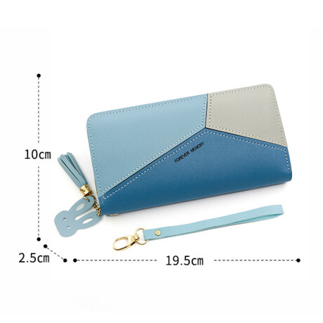 Monedero De Dama 3 Colores Forever Celeste