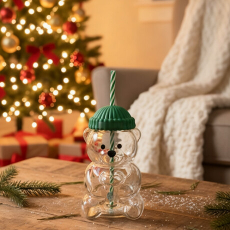 Vaso Oso Bear Con Tapa Y Sorbito Verde