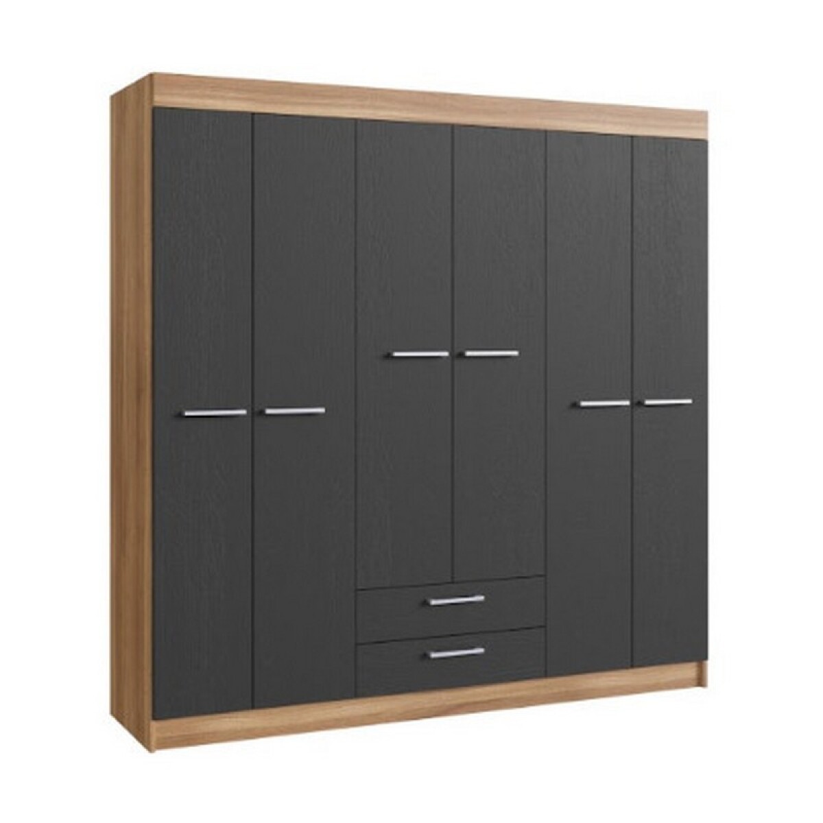 ROPERO 6 PUERTAS 2 CAJONES NOGAL/GRAFITO ARTECAS 