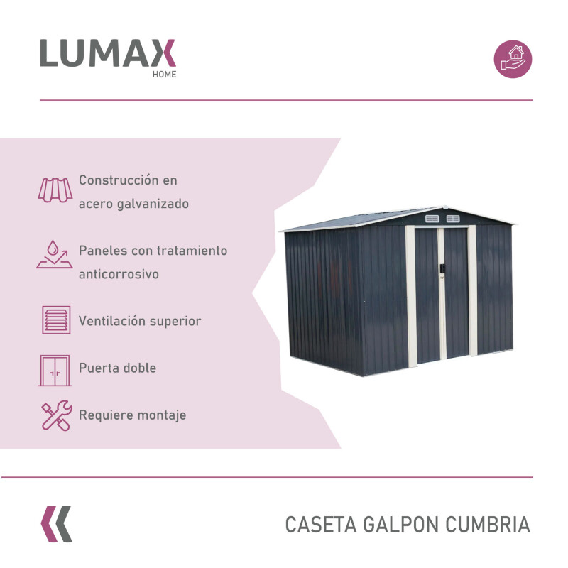 Caseta Galpon Jardin Lumax cumbria Gris Oscuro 204x270x206 Caseta Galpon Jardin Lumax cumbria Gris Oscuro 204x270x206