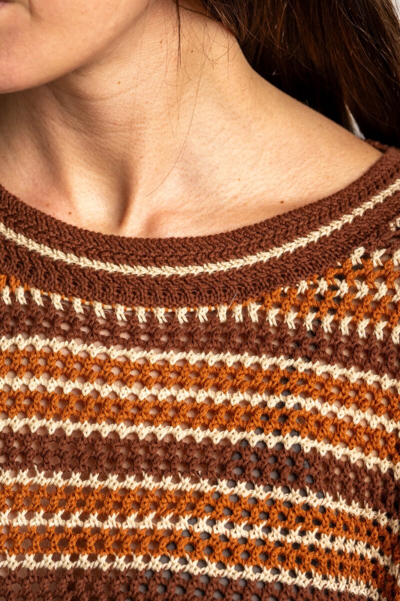 Sweater Rayado Texturado Ocre