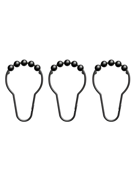 ARGOLLAS METALICAS CORTINA BAÑO 12PCS NEGRO