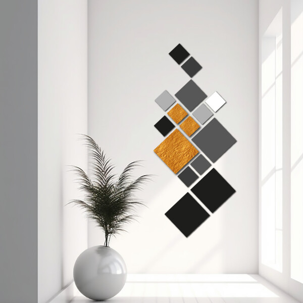 Cuadro Decorativo Moderno de Madera MDF Abstracto Incluye 15 Cuadrados de Diferente Tamaño y Color Cuadro Decorativo Moderno de Madera MDF Abstracto Incluye 15 Cuadrados de Diferente Tamaño y Color