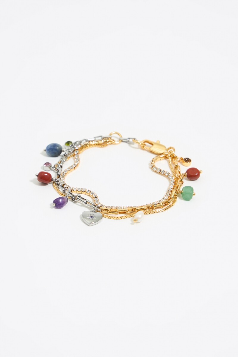 PULSERA MULTICADENAS CRISTALES 