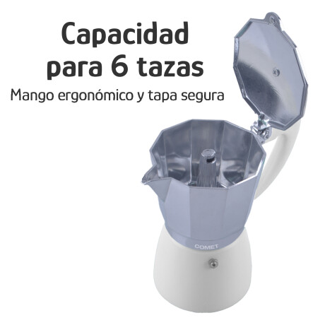 Cafetera Italiana Comet 6 Tazas Aluminio Mango Ergonómico Blanco