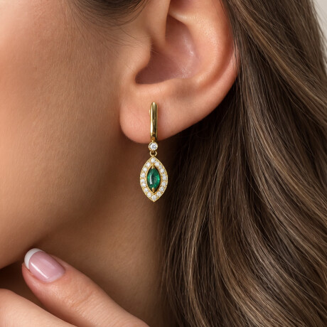 Caravanas Aura Verde de Oro Amarillo 18k con Brillantes y Esmeraldas Caravanas Aura Verde de Oro Amarillo 18k con Brillantes y Esmeraldas