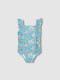 Bañador Estampado Flores Azul Claro