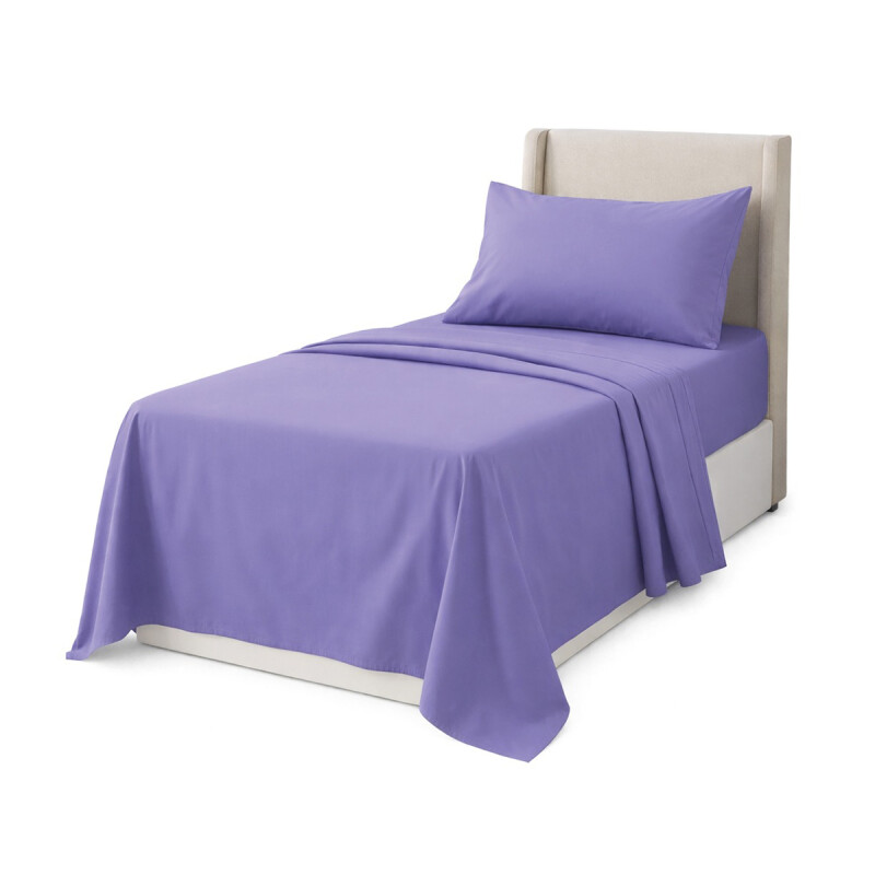 Sábanas 1 Plaza Juego 3 Piezas C/ Funda Almohadas Polyester Lila Sábanas 1 Plaza Juego 3 Piezas C/ Funda Almohadas Polyester Lila