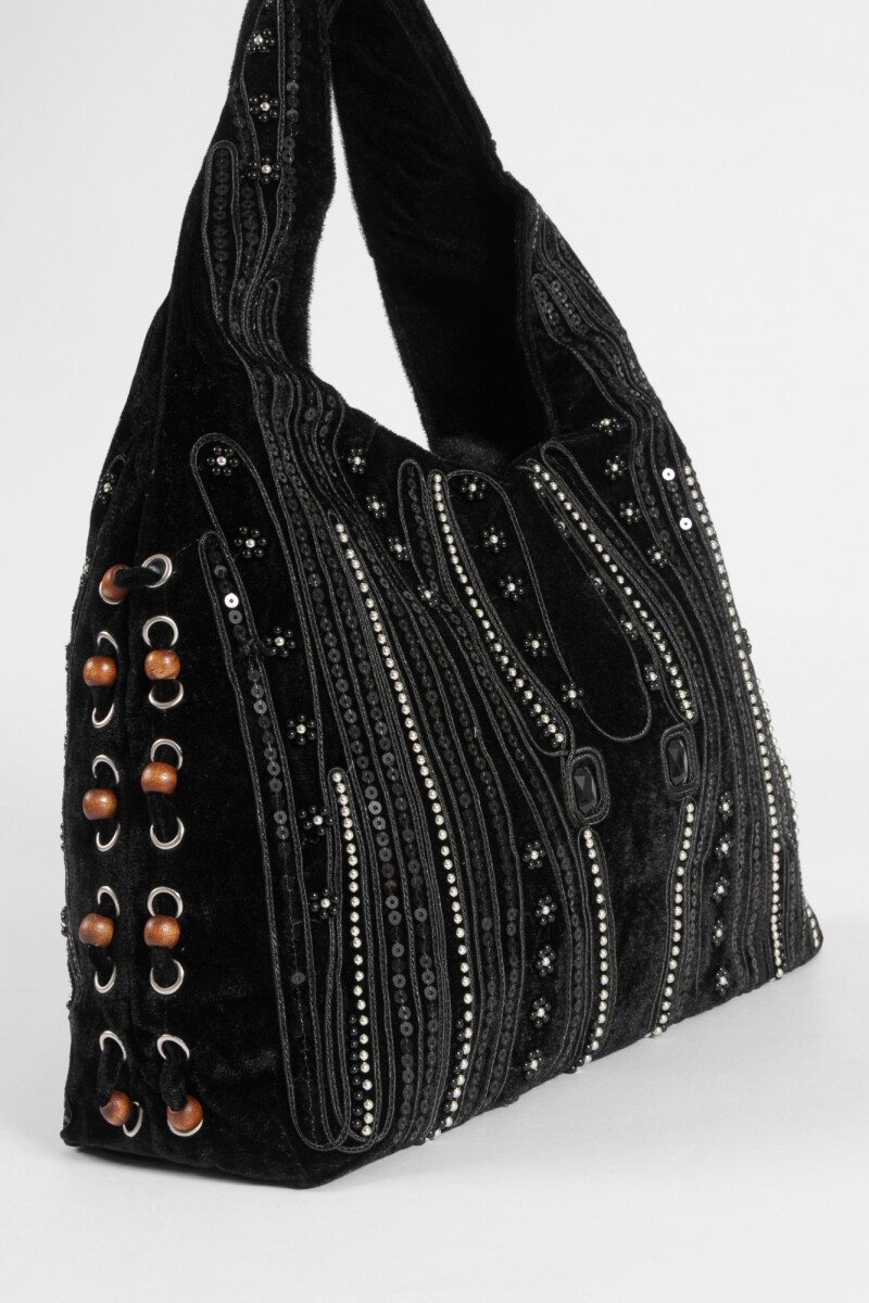 Cartera de fiesta mostacillas negro