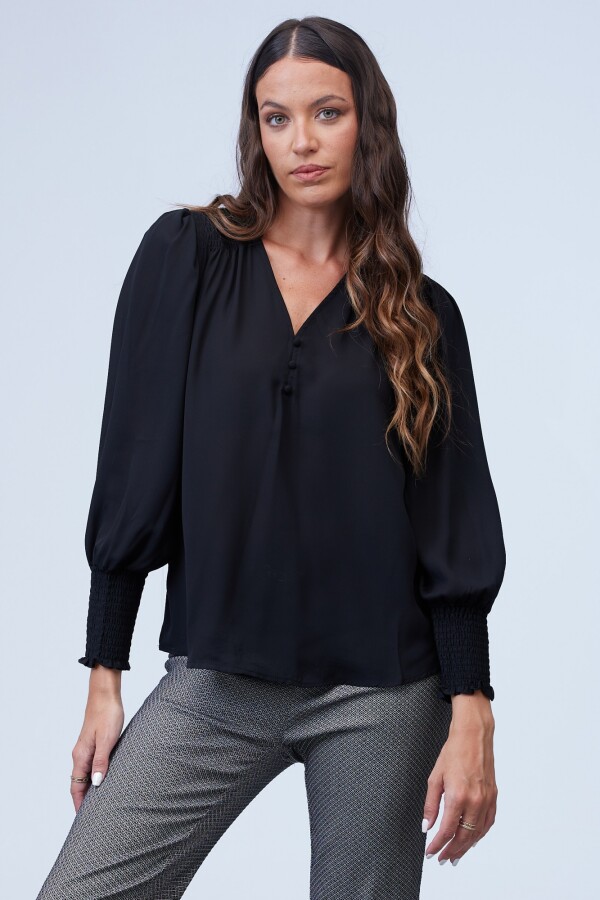 Blusa Gasa Frunce NEGRO