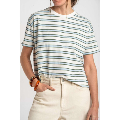 Remera Rayada Algodón Celeste