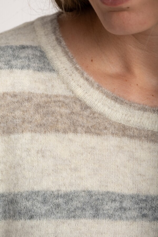 Sweater Rayado Gris Melange