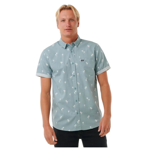 Camisa Rip Curl Paradise Palms S/S Shirt - Celeste Camisa Rip Curl Paradise Palms S/S Shirt - Celeste