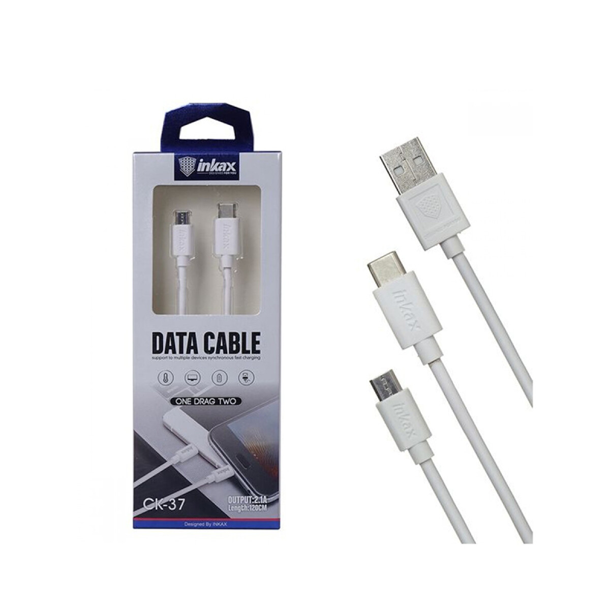 Cable Cargador 2 en 1 IP y Micro USB 1.2 mts 