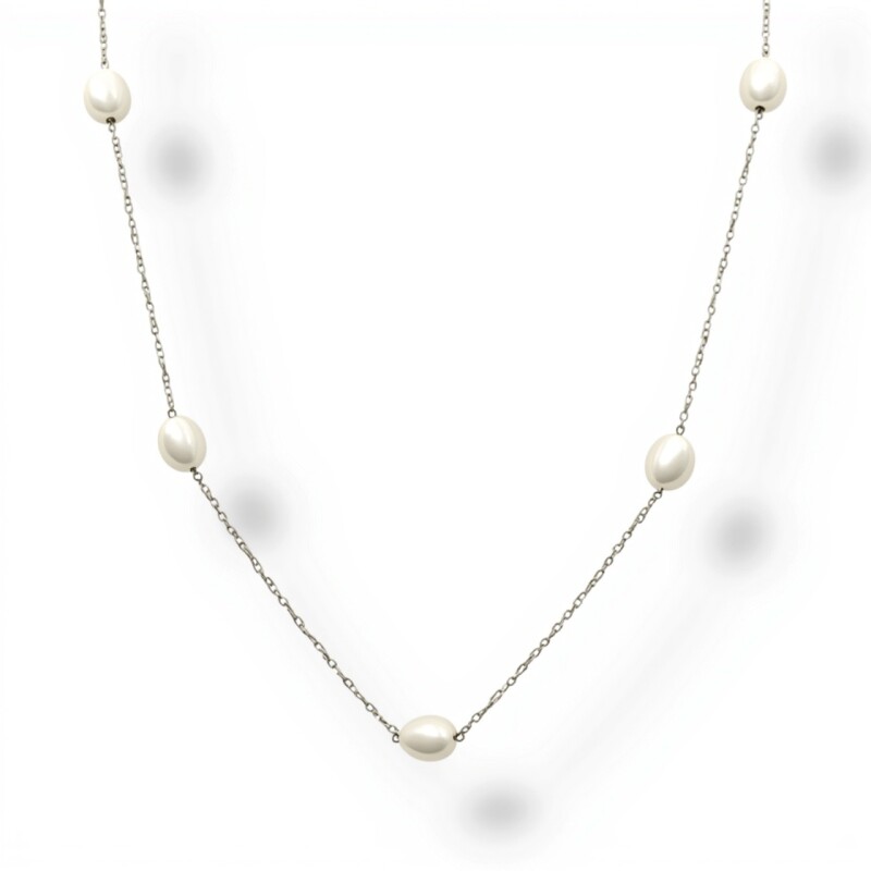 Cadena collar de perlas -Plata 925-Perlas de rio-CD3443 conperla