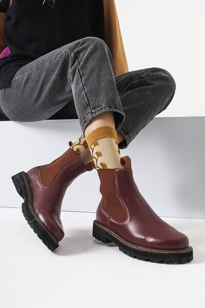 Bota Butan Bordeaux Y Camel