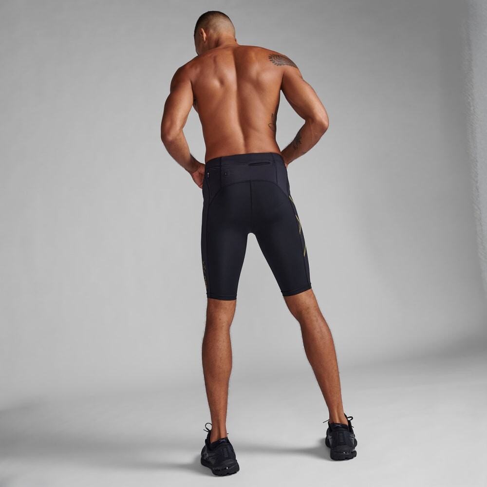 Light Speed Compression <br /> Shorts - Hombre Black/gold Reflective