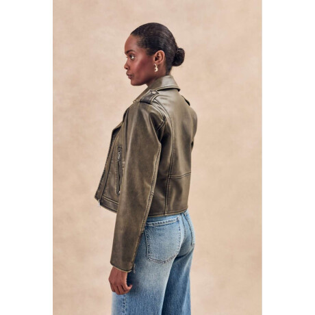 Campera Cuero Vegano Lavado Safari Lavado