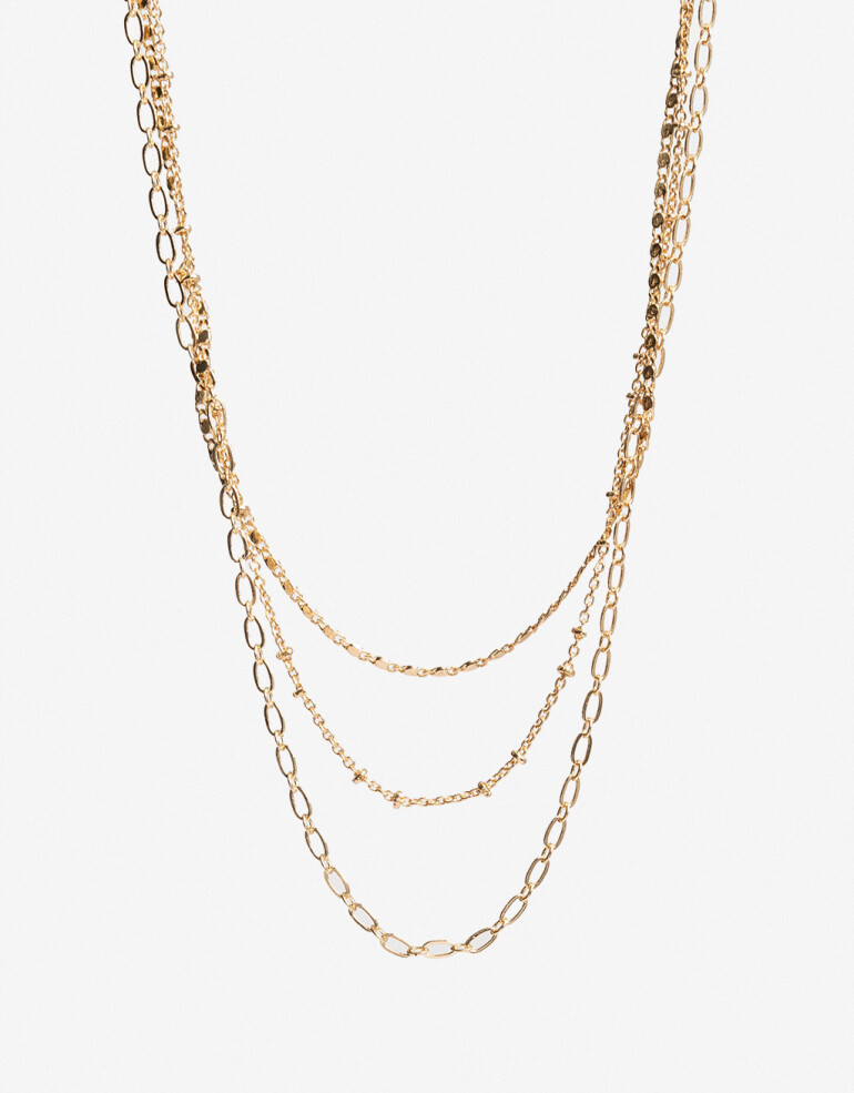 Collares Cortos Metal Set De Mix Collares - Dorado