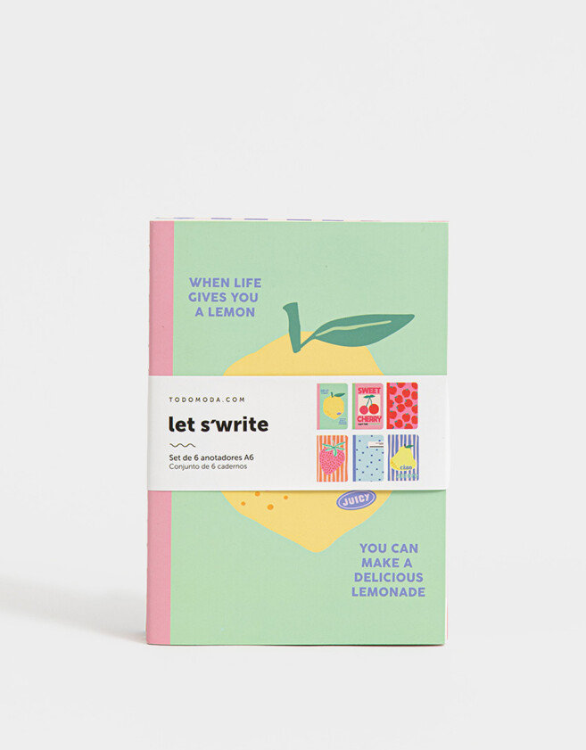 Anotadores Cuadernos y Memos Foodie Set De Cuadernos A6 Estampados - Combinacion Multicolor