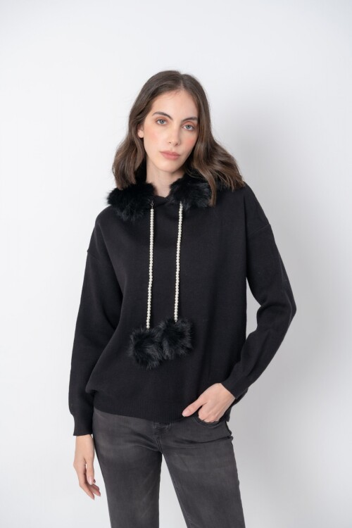 Sweater con capucha Negro