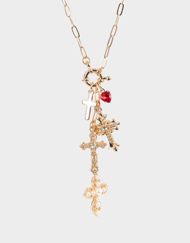 Collares Cortos Religioso Collares Largo Multi Dijes - Dorado
