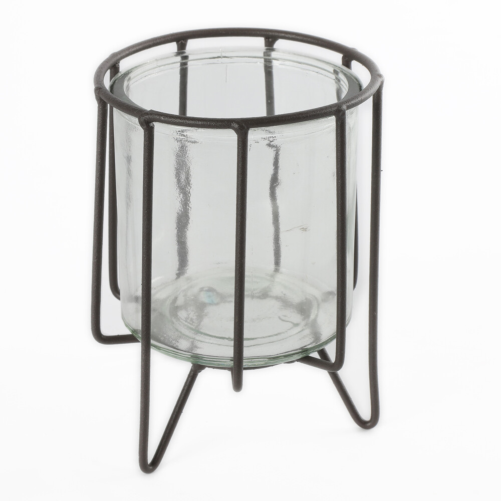 CANDELABRO VIDRIO GRIS HILLY M