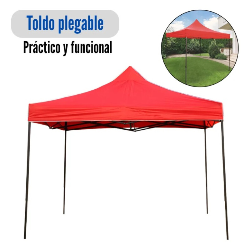 Gazebo Plegable Toldo Super Reforzado 2x2x2 Filtro Uv 15KG Rojo