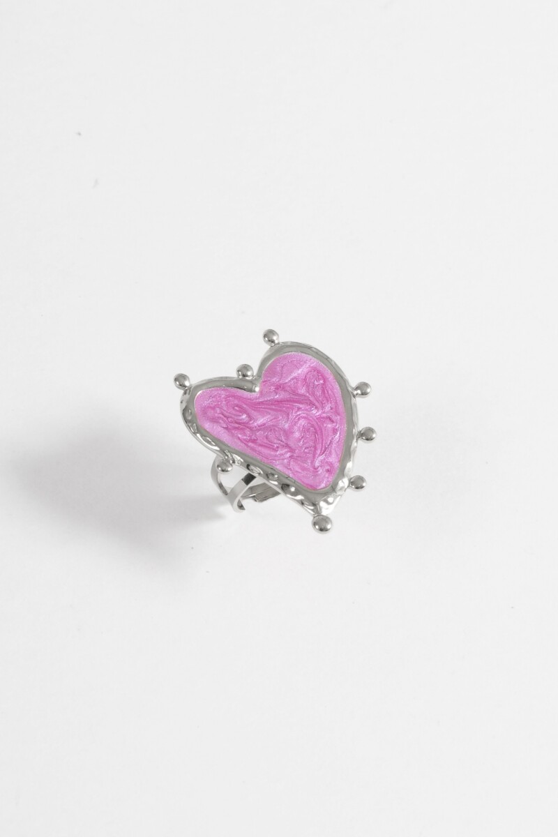 Anillo acero cora plateado