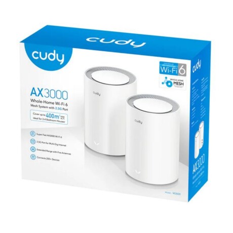 Mesh Cudy Wifi 6 AX3000 2 Ports Gigabit (2P) White 001