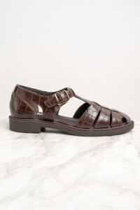 Cangrejera Cuero Croco Marrón