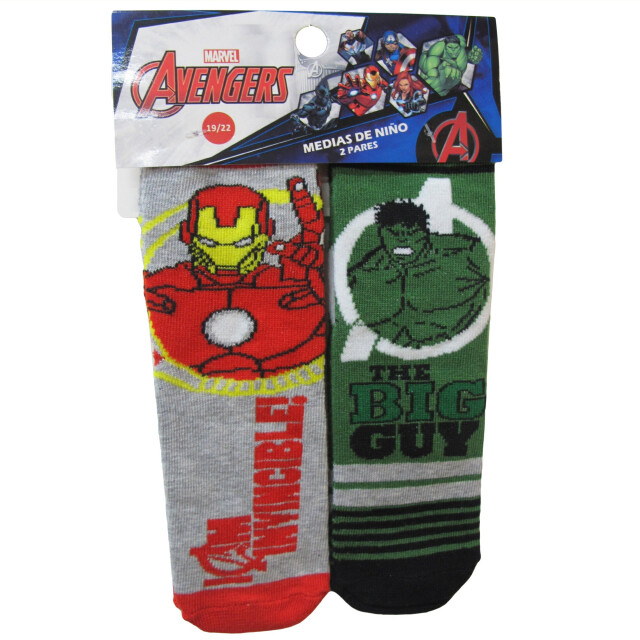 Medias Infantiles Marvel x2 Avengers Gris - Rojo - Verde