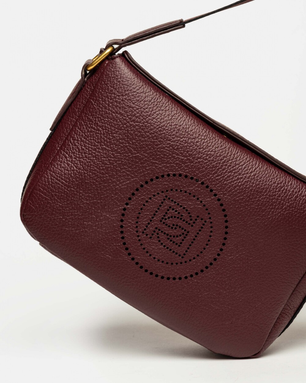 Bandolera Key en efecto cuero graneado Bordeaux