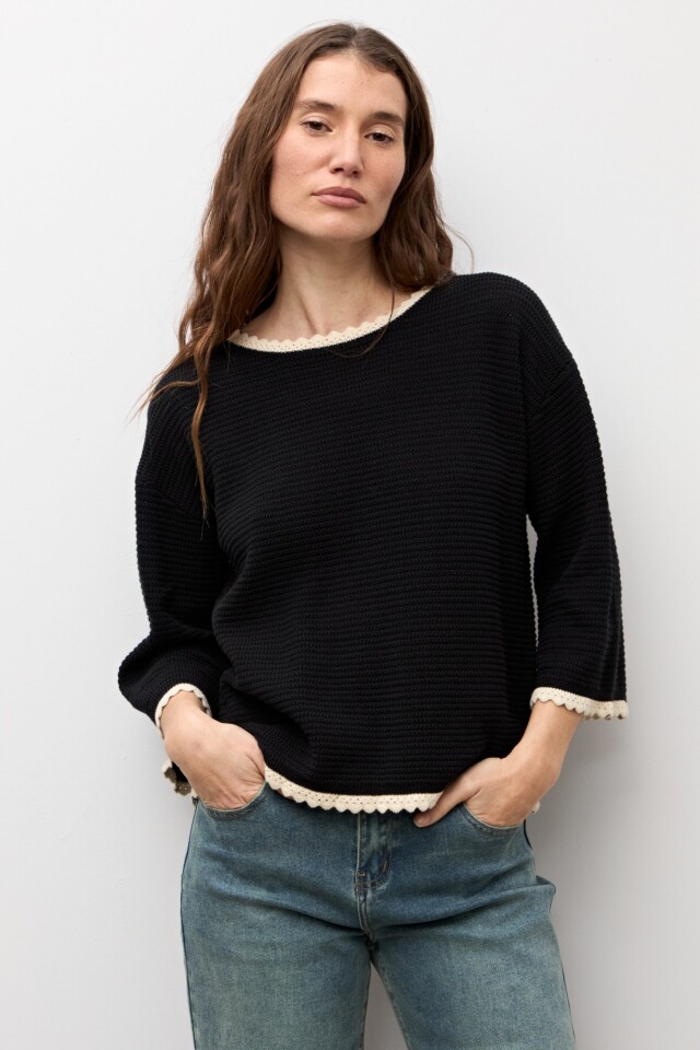 Sweater escote bote negro