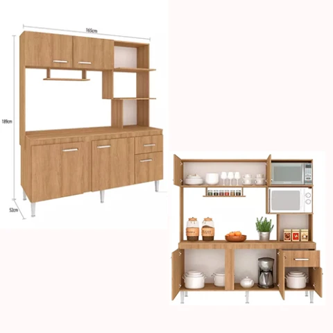 COCINA COMPACTA NAPOLI 444- Sevilha - Miel / Teka Grafito Sin color