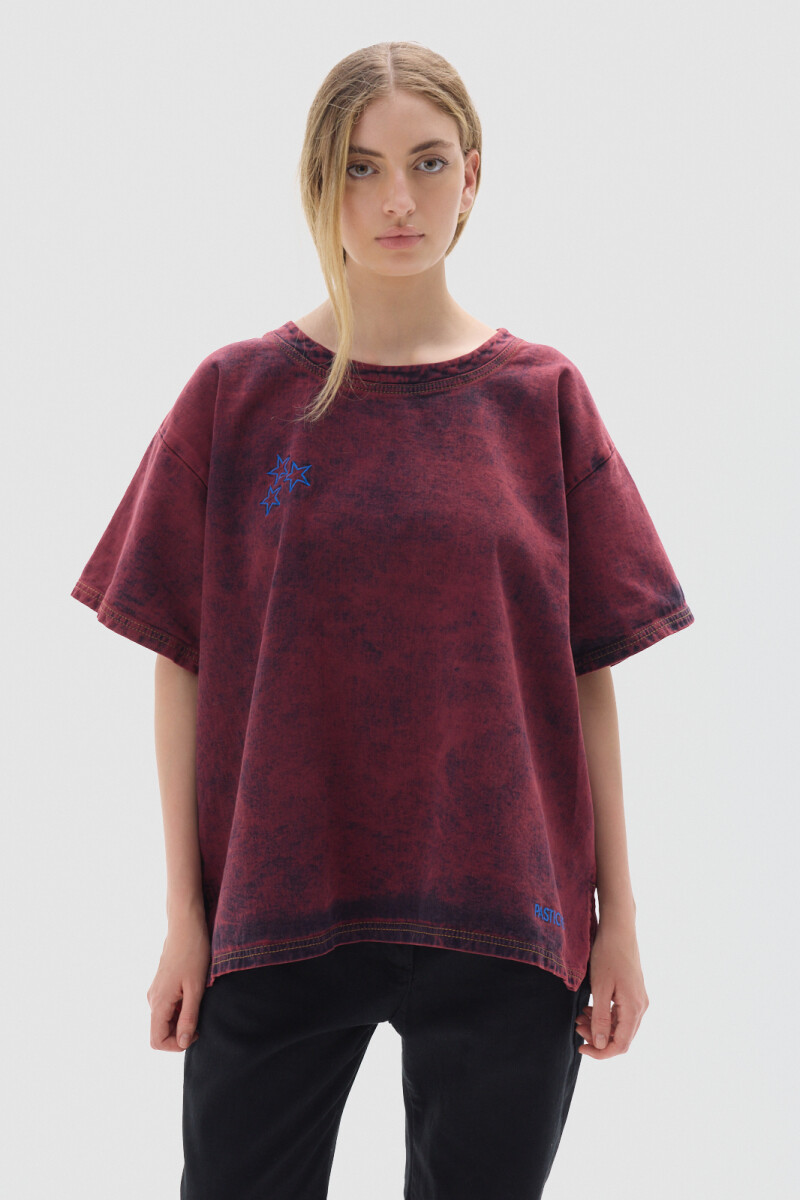 T-shirt Row Washed Bordeaux