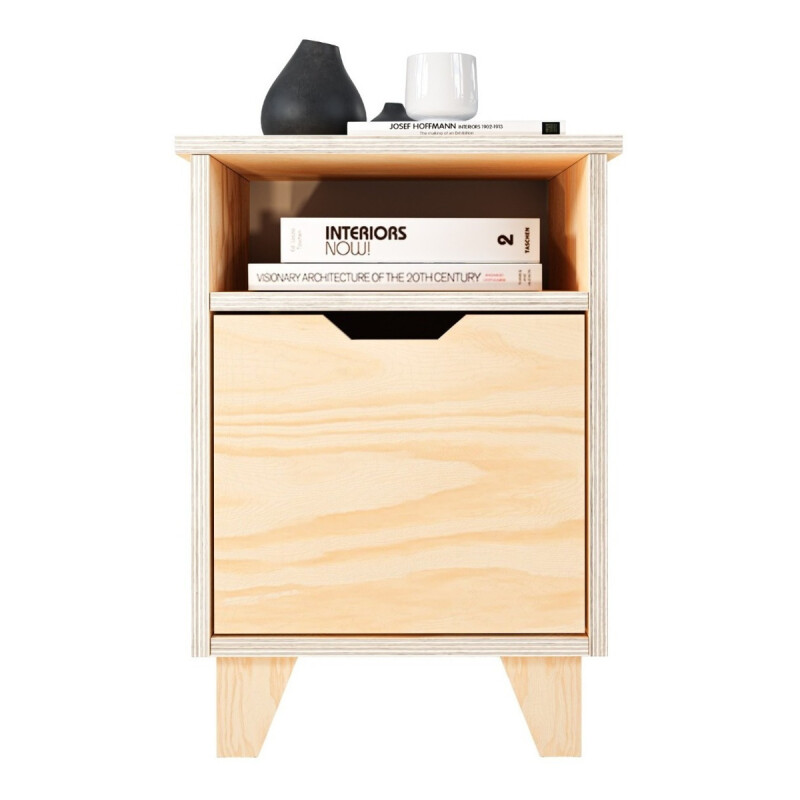 Mesa De Luz 18mm Madera Nórdica Dormitorio Moderna Marrón