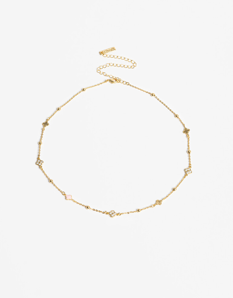 Collares Cortos Cubic zirconia Collar Con Dijes De Cubic Zirconia - Dorado