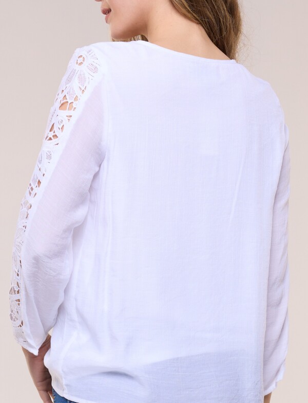 Blusa Encaje Calado BLANCO