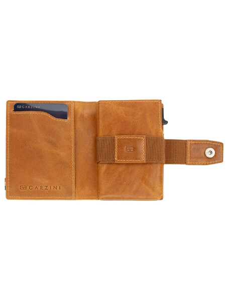 METAL WALLET BRUSHED COGNAC