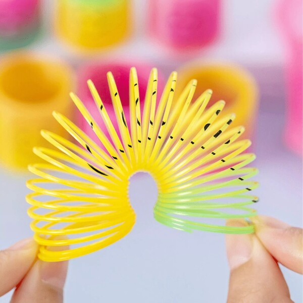 Set x12 Resorte Espiral Mágico Arcoiris Colores Cara Slinky Variante Diseño Multicolor
