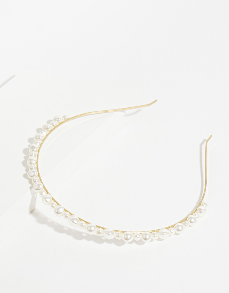 Vinchas Rígidas Perla Vincha Rígida Con Perlas - Combinacion Bicolor