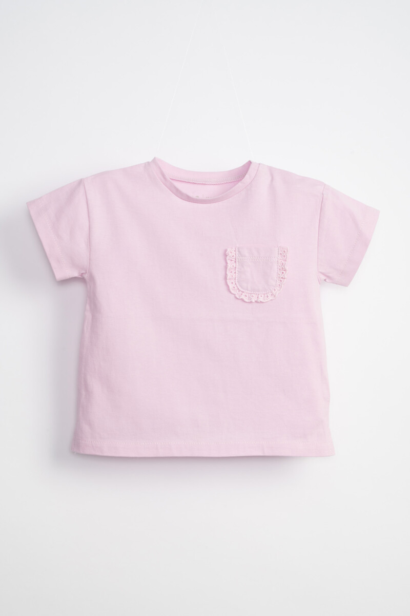 Remera manga corta con bolsillos broderie Lila