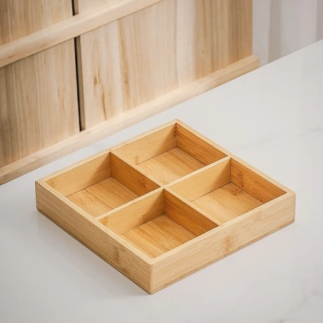 Caja Porta Te Bambu 4 Divisiones Largo 23cm x Ancho 23cm x Alto 5cm Caja Porta Te Bambu 4 Divisiones Largo 23cm x Ancho 23cm x Alto 5cm