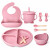 Set Alimentación Bebé Platos Silicona Libre Bpa 10 Piezas Color Rosa