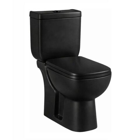 Inodoro largo con mochila Montano Negro Mate Dmc Inodoro Largo Con Mochila Montano Negro Mate Dmc