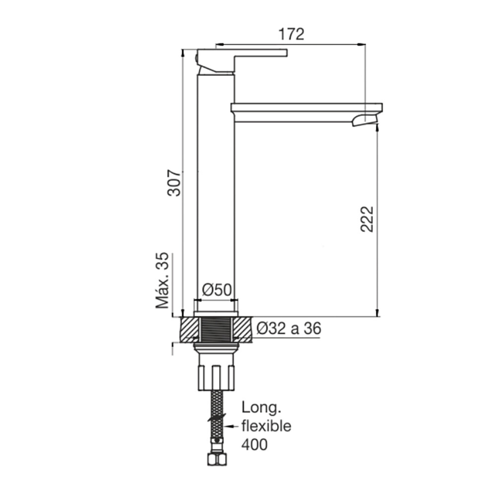 GRIFERÍA MONOCOMANDO DE LAVATORIO MODELO SABINA ALTO FV Grifería Monocomando De Lavatorio Modelo Sabina Alto Fv