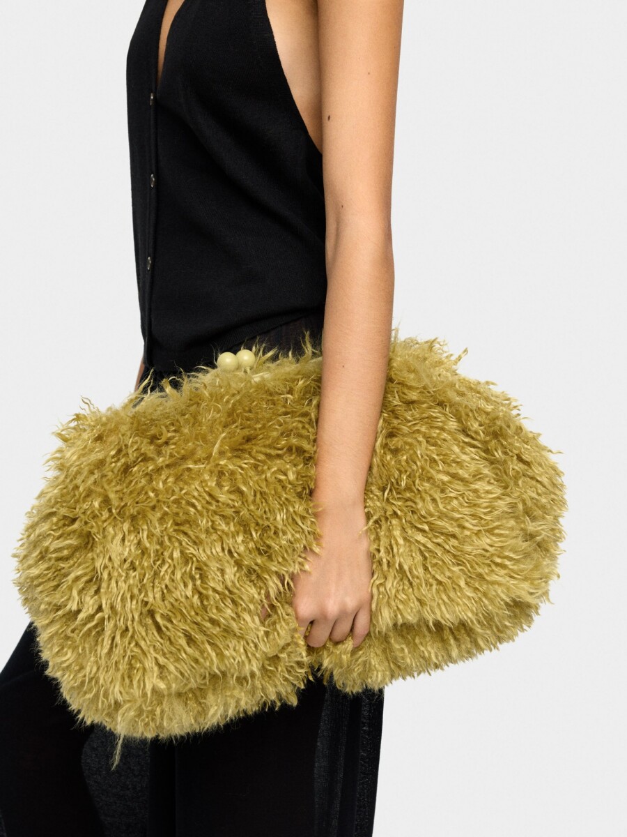 Bolso Efecto Pelo Con Asa De Cadena lima